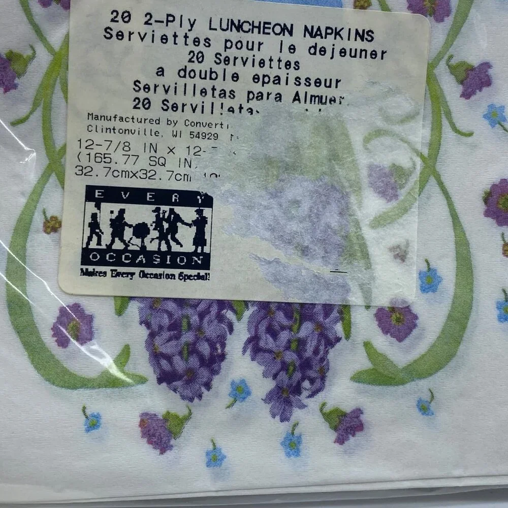 Every Occasion Purple Hyacinth 2-Ply Luncheon and Beverage Napkins 20 Count Each